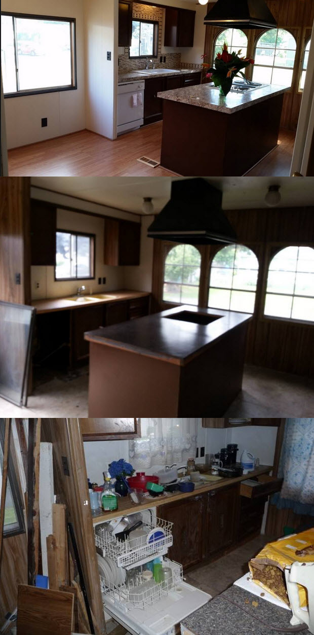 Mobile Home Makeover Before and After Rehab Pictures
