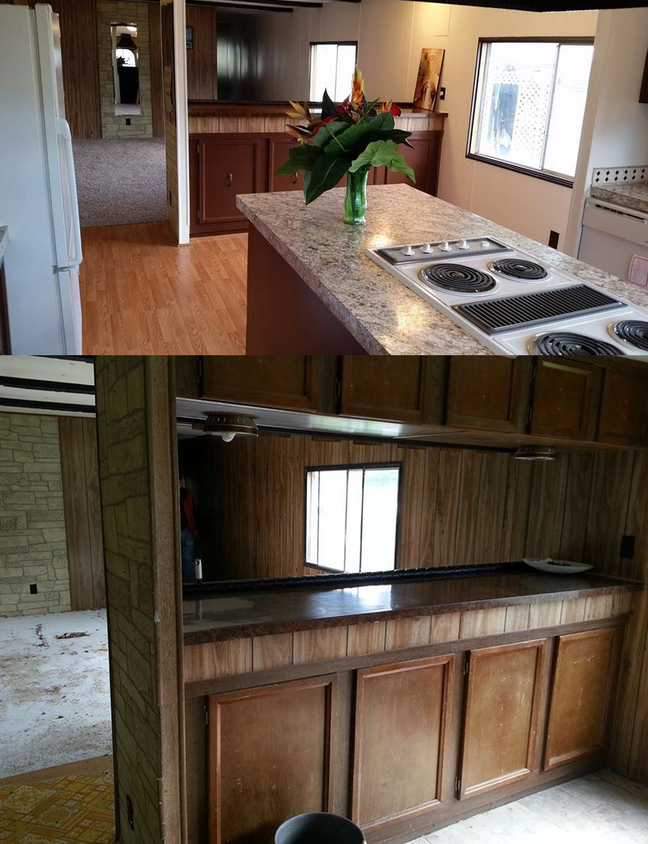  Mobile  Home  Makeover Before and After Rehab Pictures 